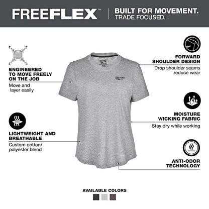 Milwaukee Women's FREEFLEX Hybrid Tee - Short Sleeve Gray 2X F452G-2X