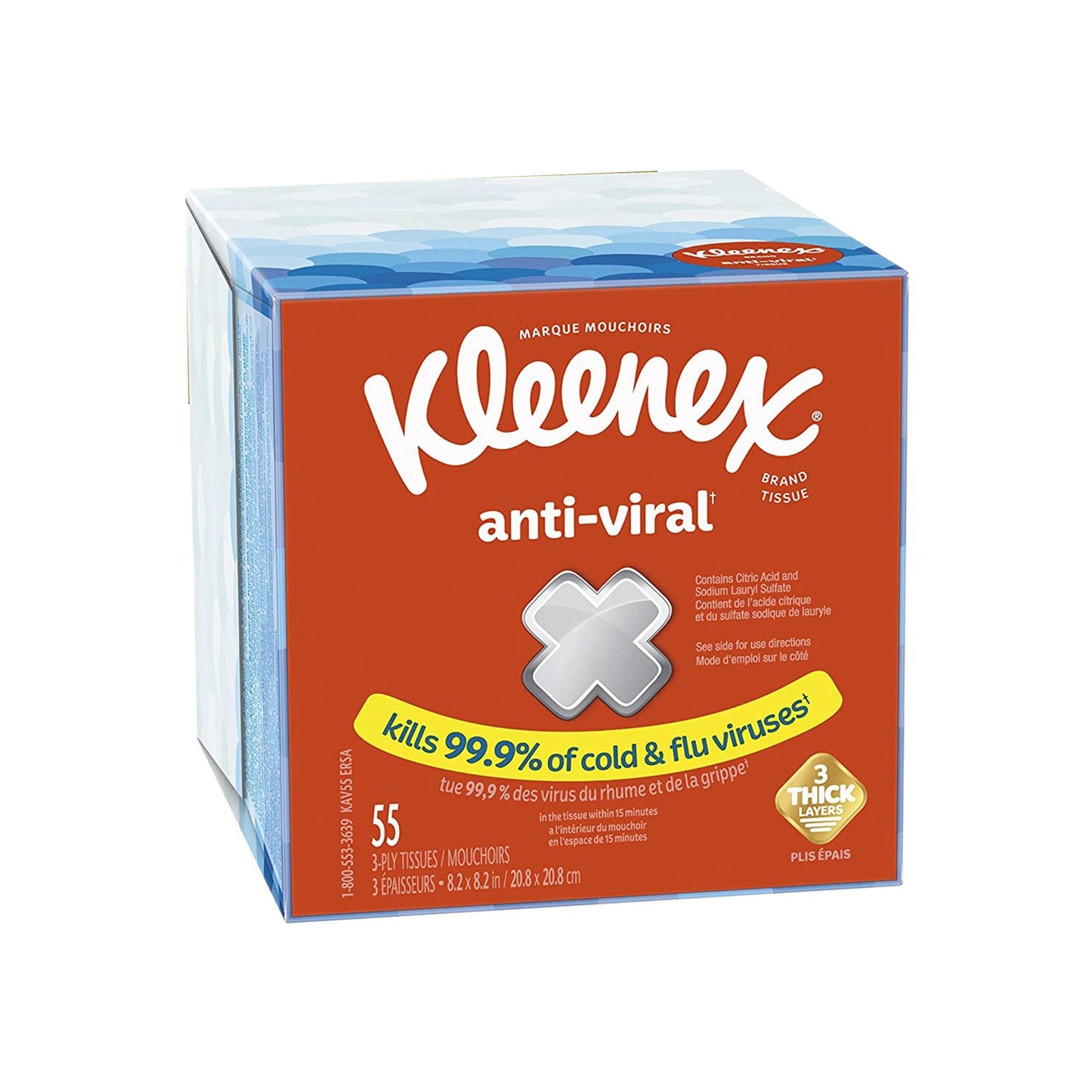Kleenex Anti-Viral Facial Tissue White 8-1/ -1/5 Inch 55 Count