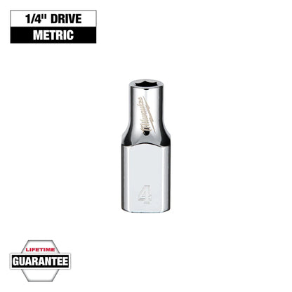 Milwaukee 1/4" Drive 4mm Socket 45-34-4000 | 1/4 in Drive, Chrome Vanadium Steel