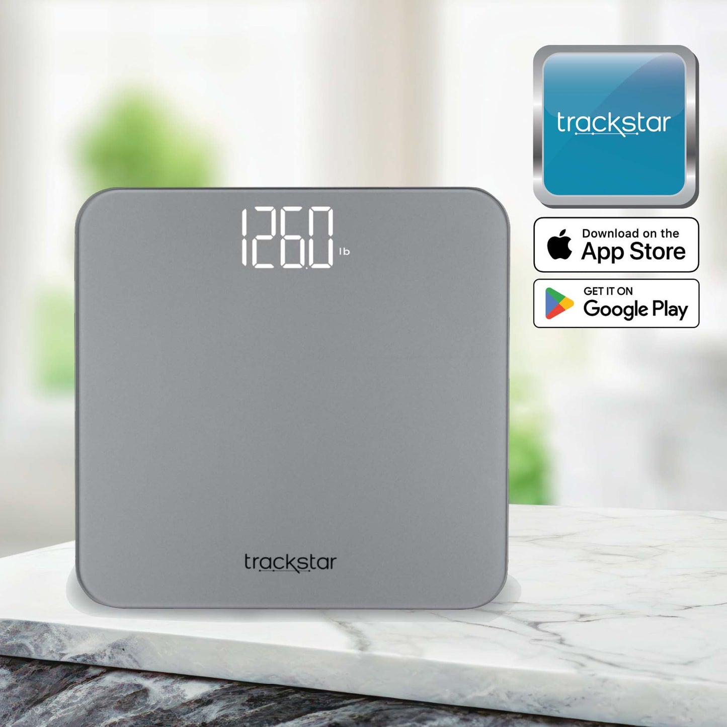 Trackstar Floor Scale Digital Display 440 lbs. Weight Capacity Gray Battery Operated