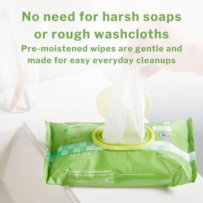 McKesson Flushable* Wet Wipes - Unscented, 96 Wet Wipes per Pack