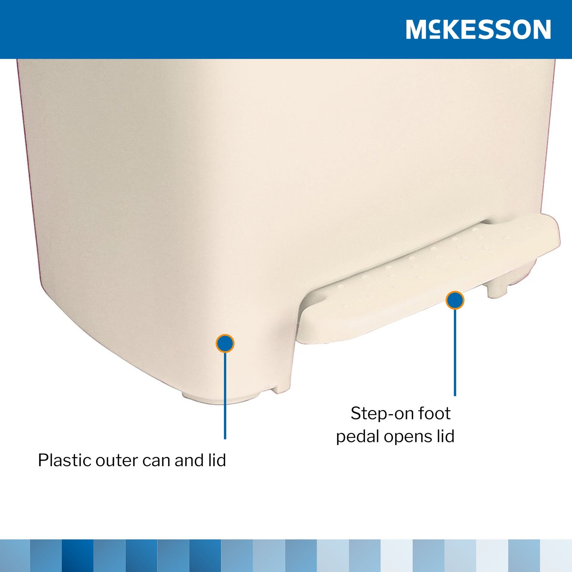 McKesson Waste Can with Step-On Pedal, Plastic, Beige, x 18.9 Inch