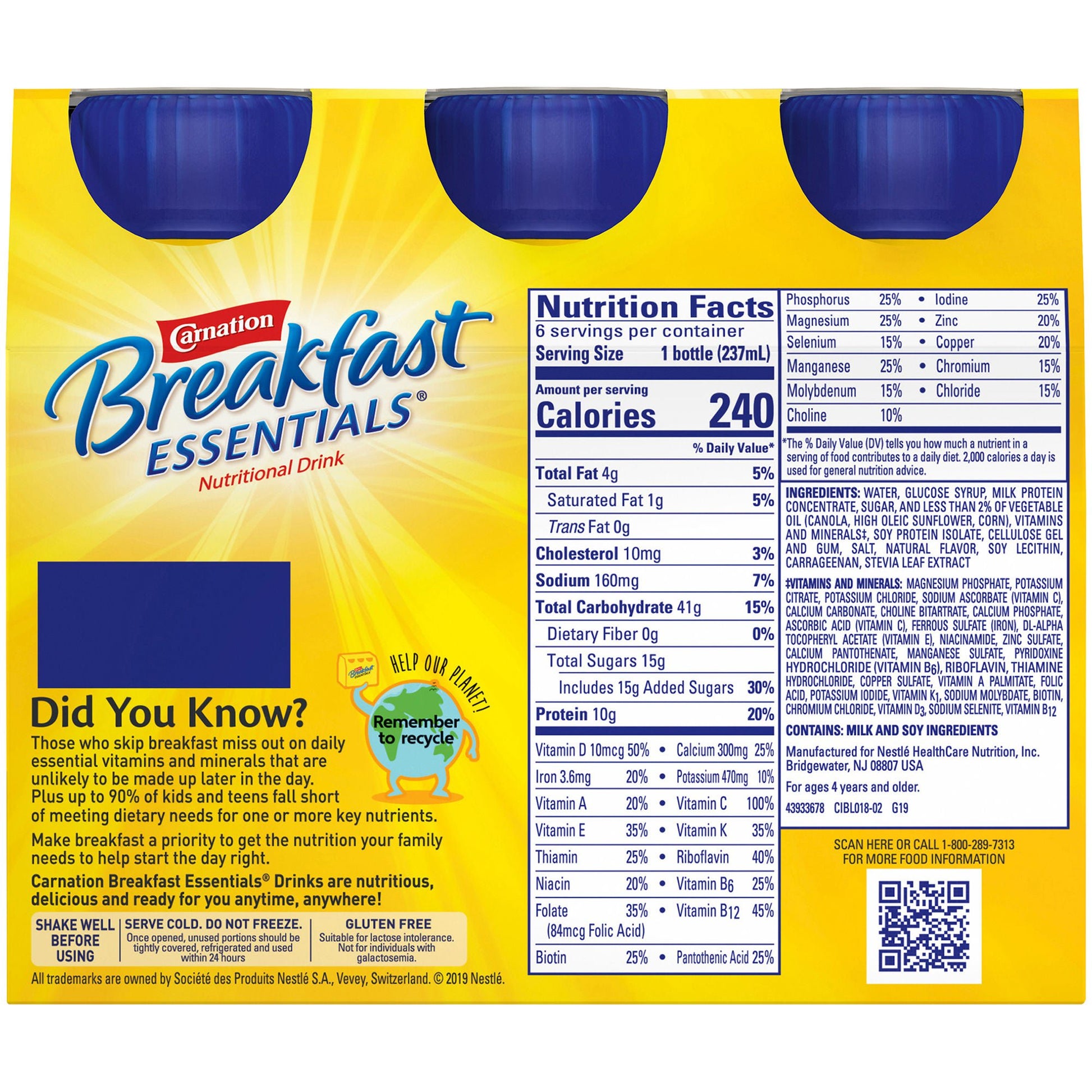 Carnation Breakfast Essentials® Vanilla Nutritional Drink, bottle