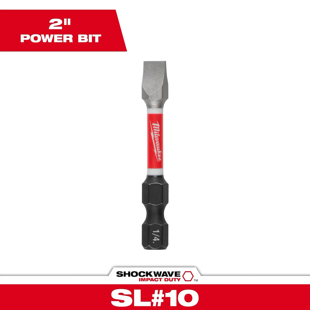 Milwaukee SHOCKWAVE Impact Duty 2"Slotted 1/4" Power Bit 48-32-4918 | SL 1/4" Drive