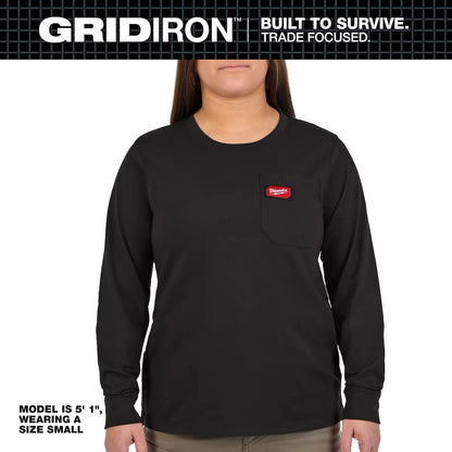Milwaukee Women's GRIDIRON Pocket T-Shirt - Long Sleeve Gray L F551