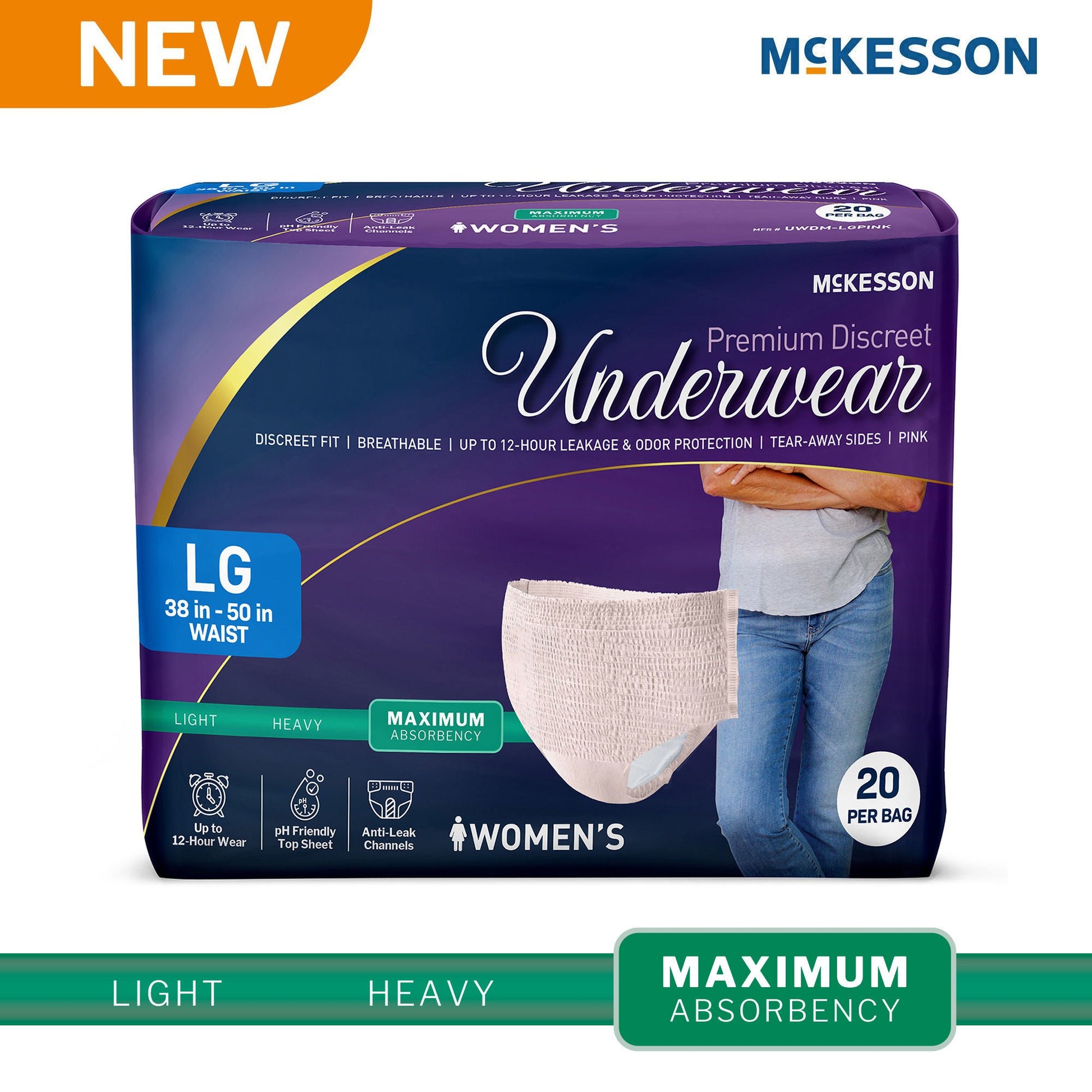 McKesson Premium Discreet Underwear for Women, Maximum Absorbency