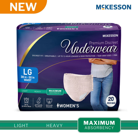 McKesson Premium Discreet Underwear for Women, Maximum Absorbency