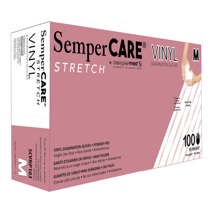 SemperCare® Vinyl Stretch Vinyl Exam Gloves, Ivory