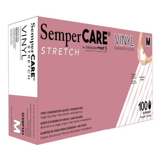 SemperCare® Vinyl Stretch Vinyl Exam Gloves, Ivory