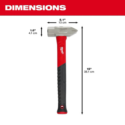Milwaukee 2.5lb Fiberglass Cross Peen Hammer 48-22-9313 | Forged Steel