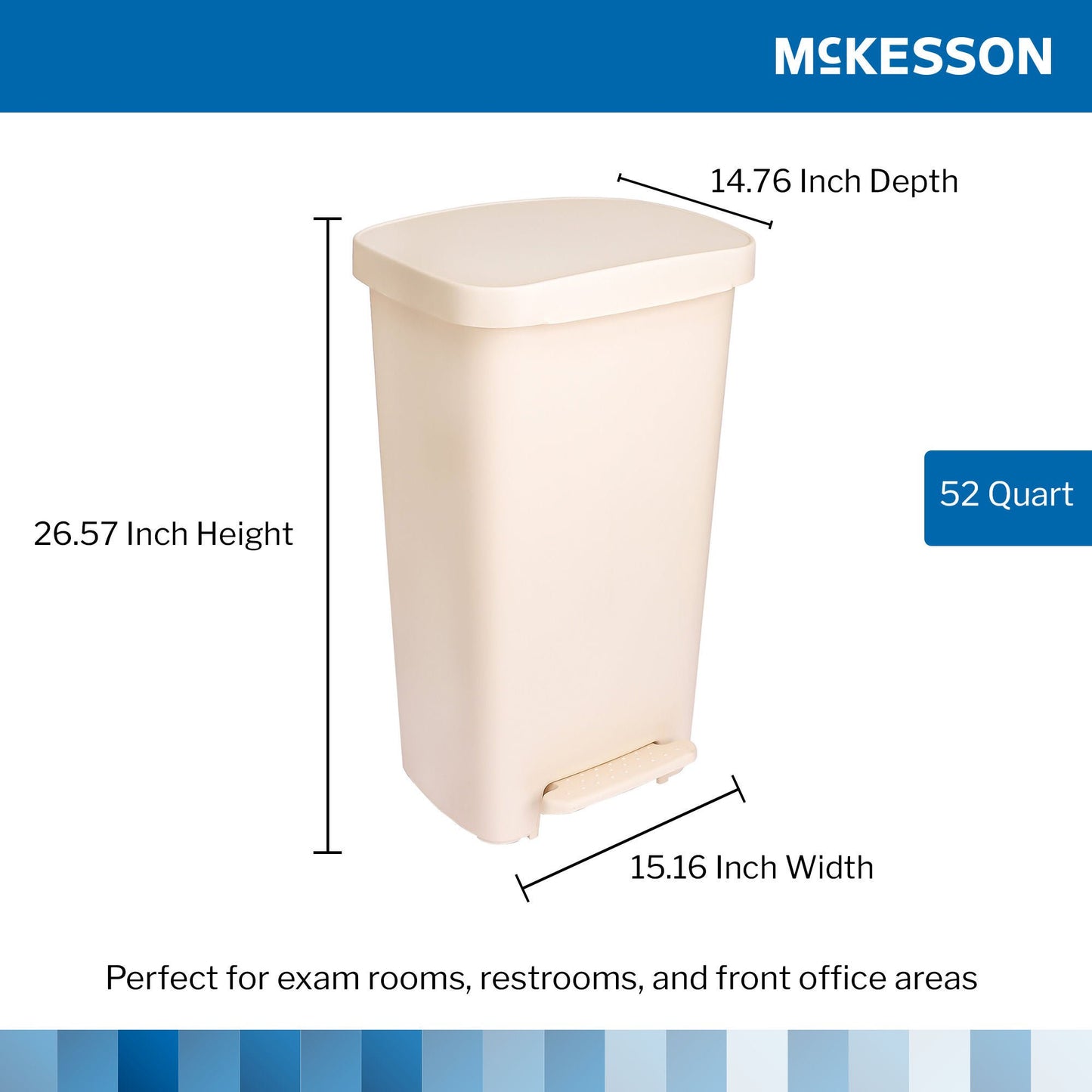 McKesson Waste Can with Step-On Pedal, Beige, x 26.57 Inch