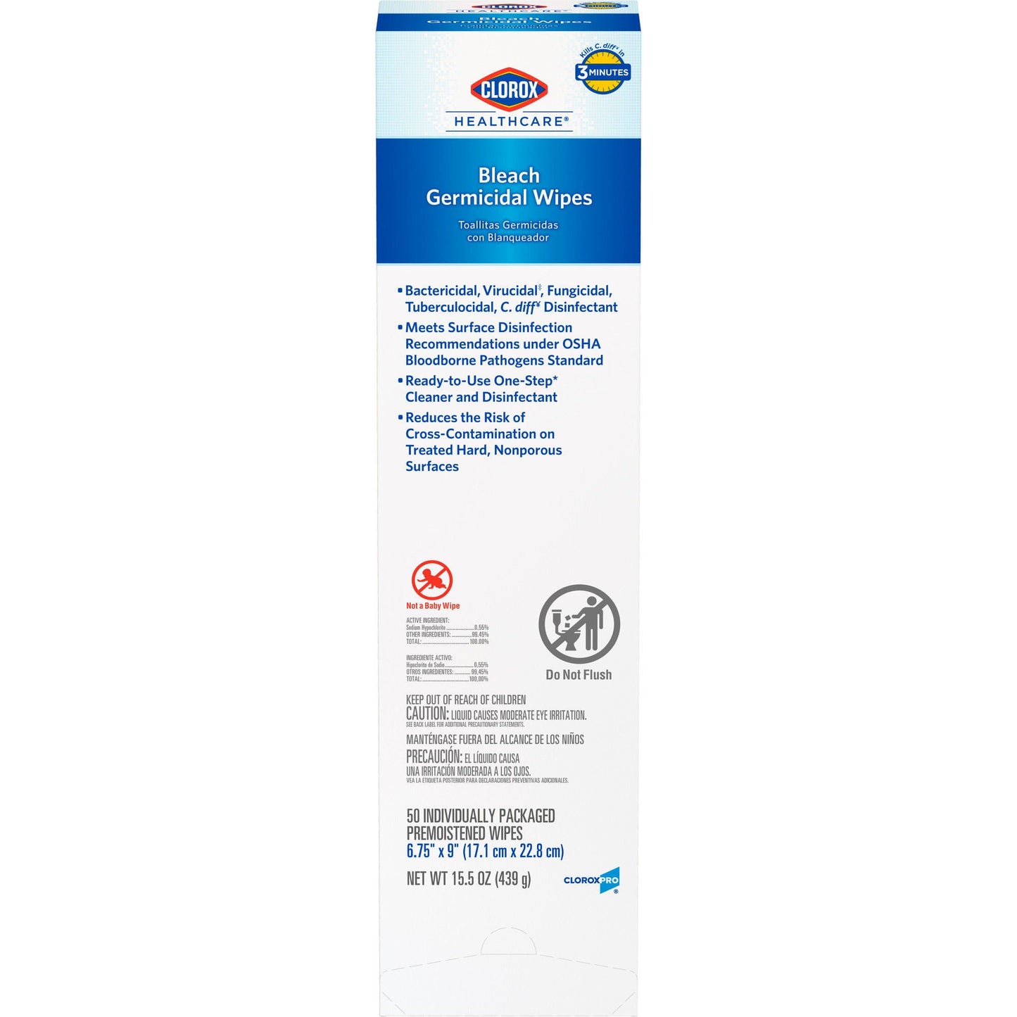 Clorox Healthcare® Bleach Germicidal Wipes, Individual Packets, .