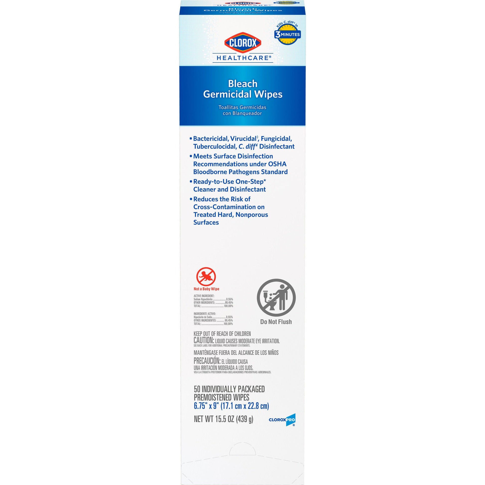 Clorox Healthcare® Bleach Germicidal Wipes, Individual Packets, .