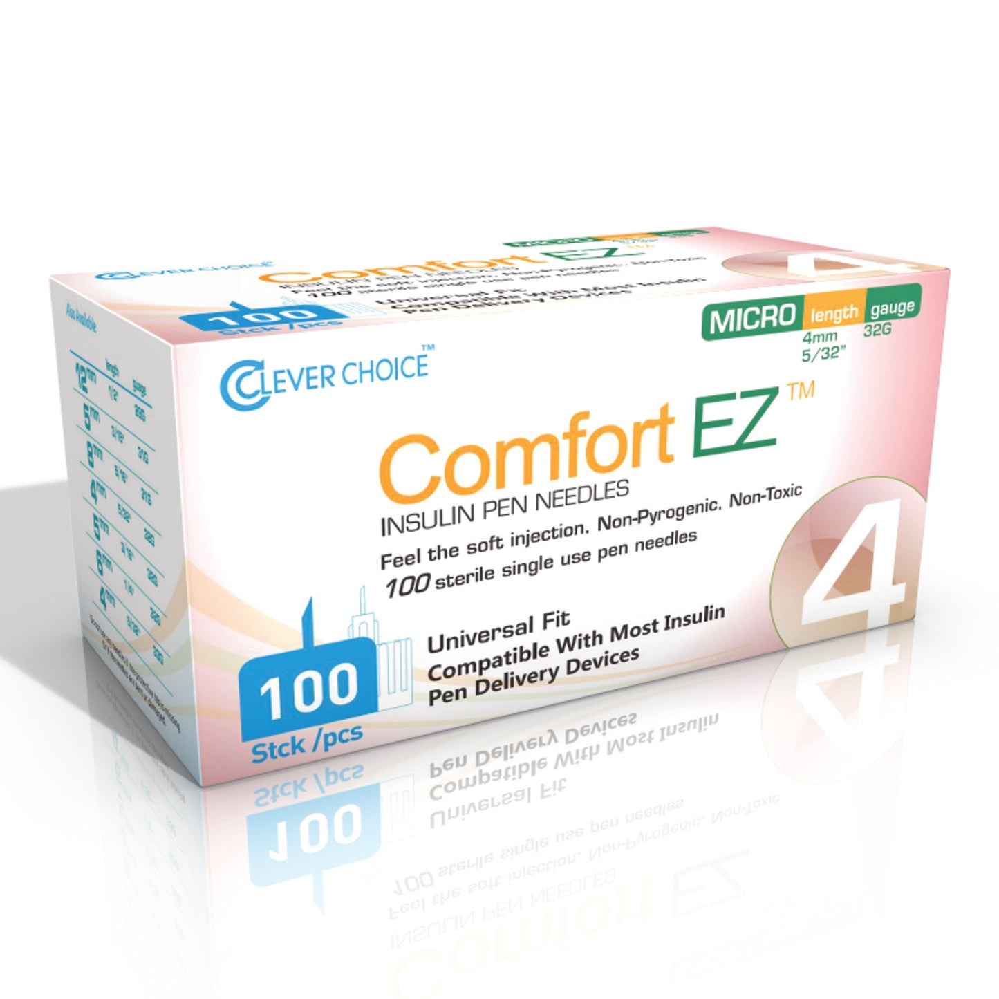 Comfort EZ Standard Insulin Pen Needle 4 mm Length NonSafety