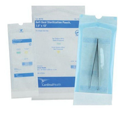 Cardinal Health Sterilization Pouch Ethylene Oxide (EO) Gas / Steam White / Blue Self Seal Paper / Film