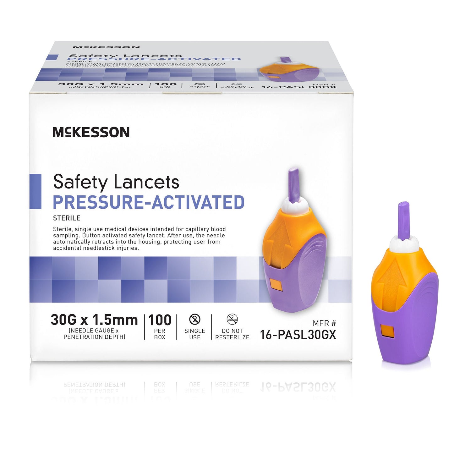 McKesson Pressure Activated Safety Lancets, Purple