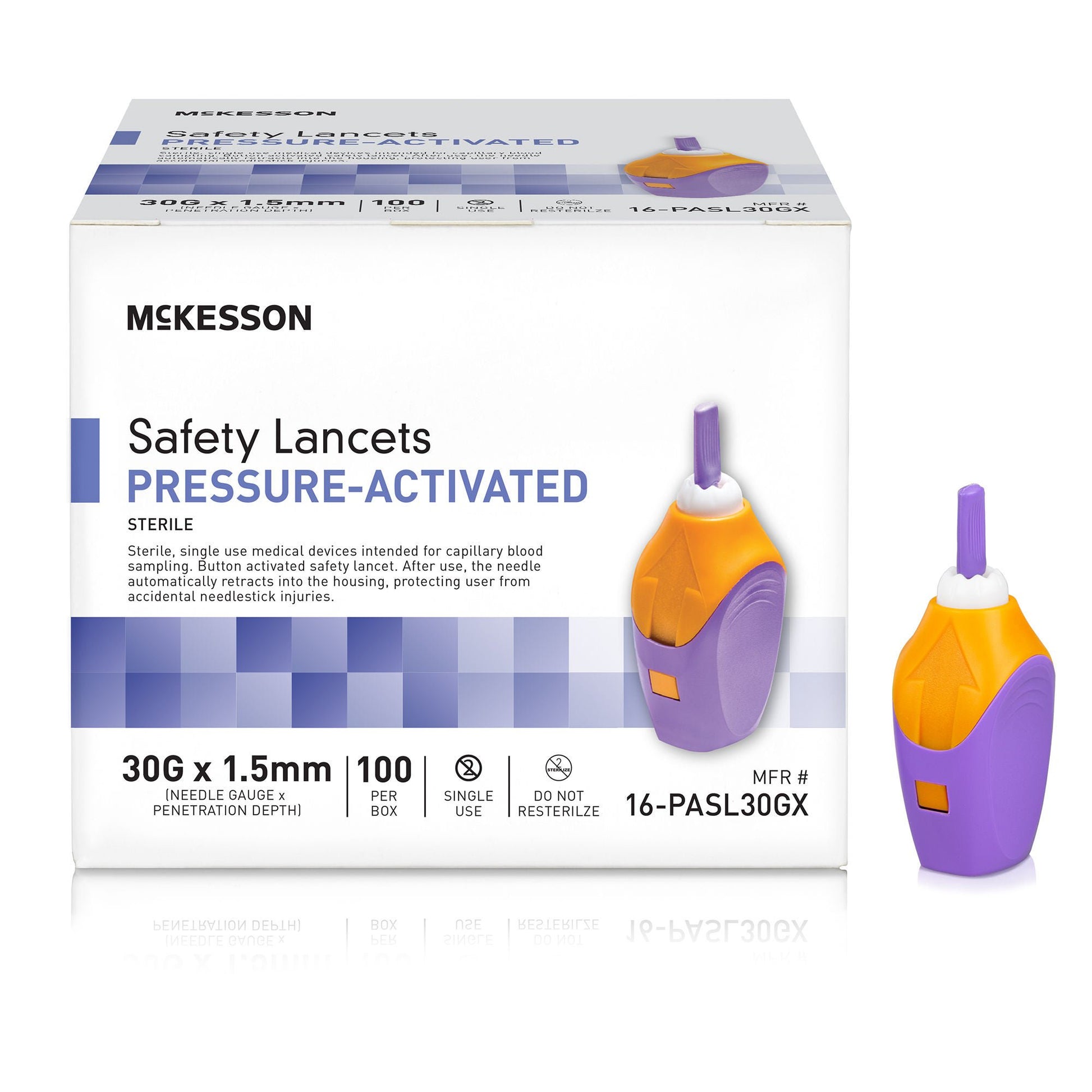 McKesson Pressure Activated Safety Lancets, Purple