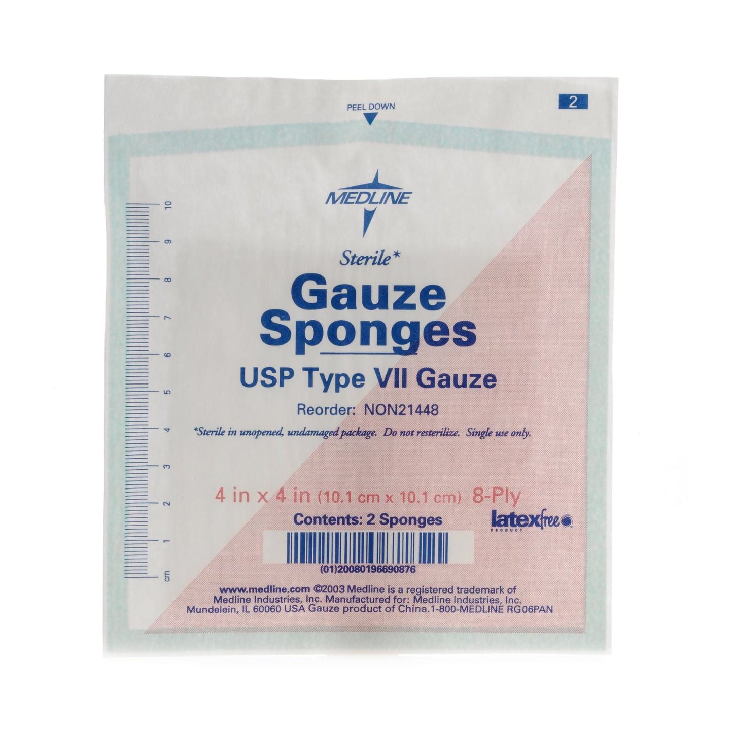 Medline Sterile USP Type VII Gauze Sponge, 8-Ply