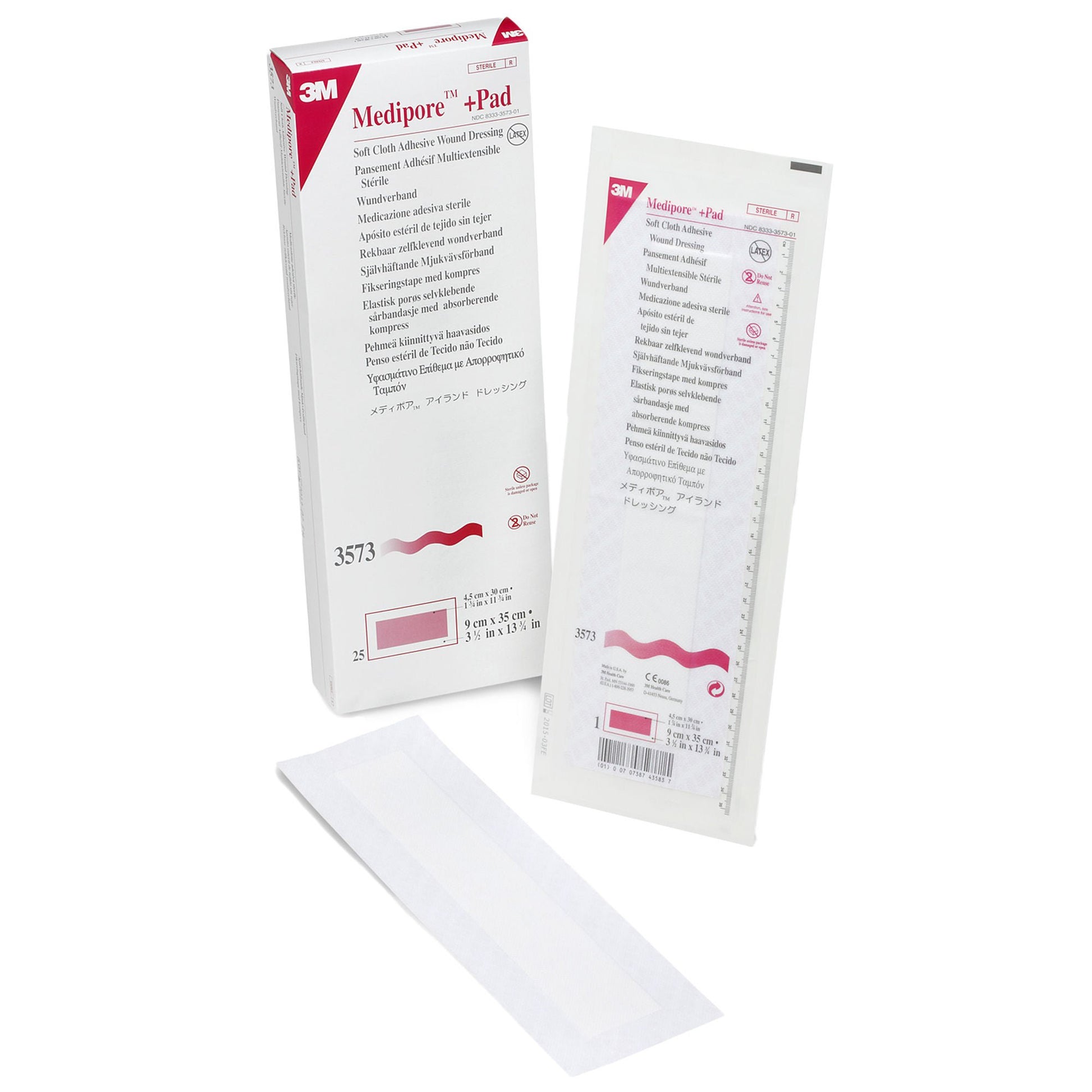 3M™ Medipore™ + Pad Soft Cloth Adhesive Dressing