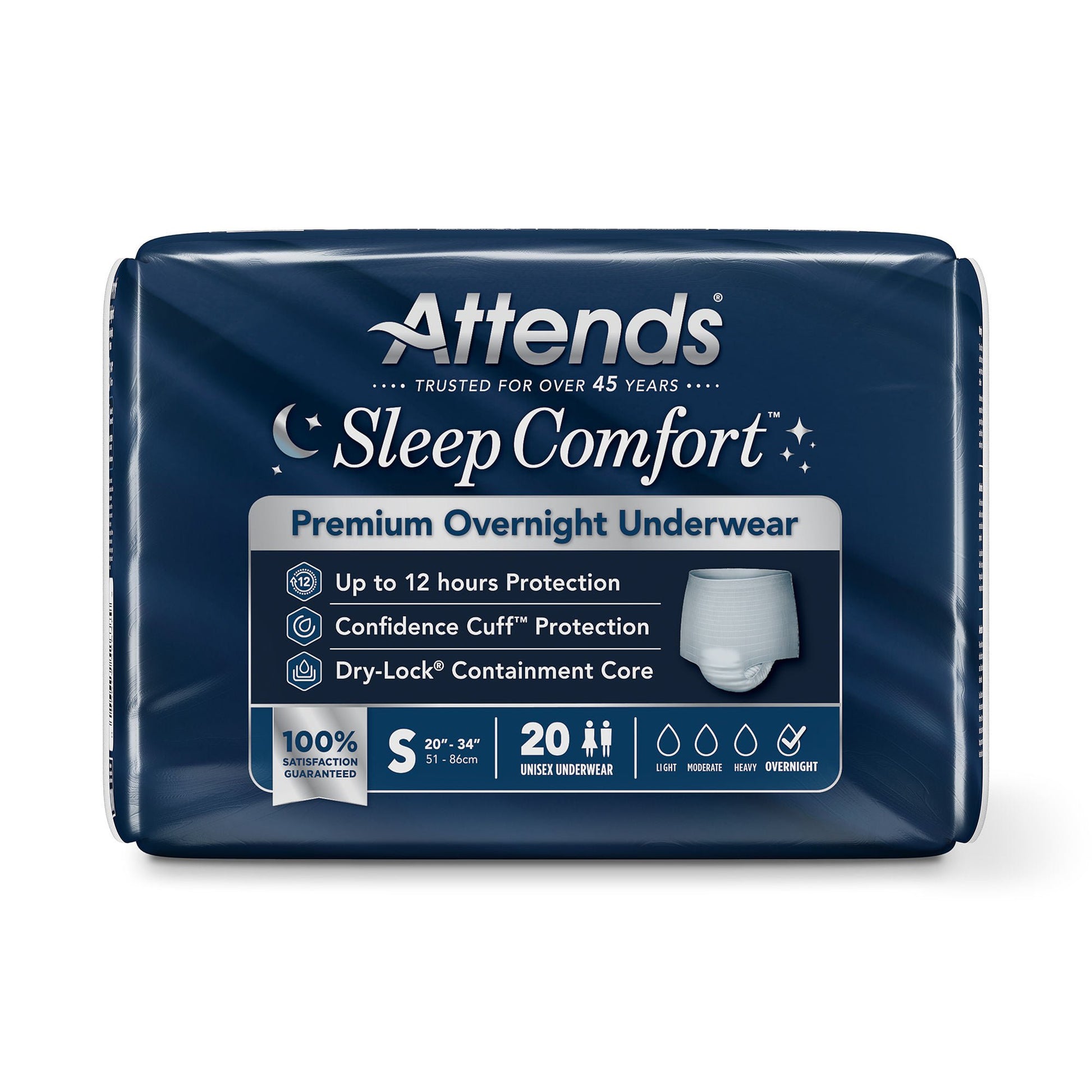 Attends® Sleep Comfort Premium Overnight Underwear, 20 – 34 Inches