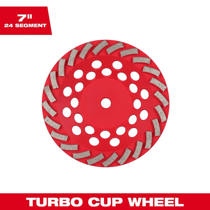 Milwaukee 7" DIAMOND MAX Turbo Diamond Cup Wheel - 24 Segment 49-93-7796 | Diamond Coated