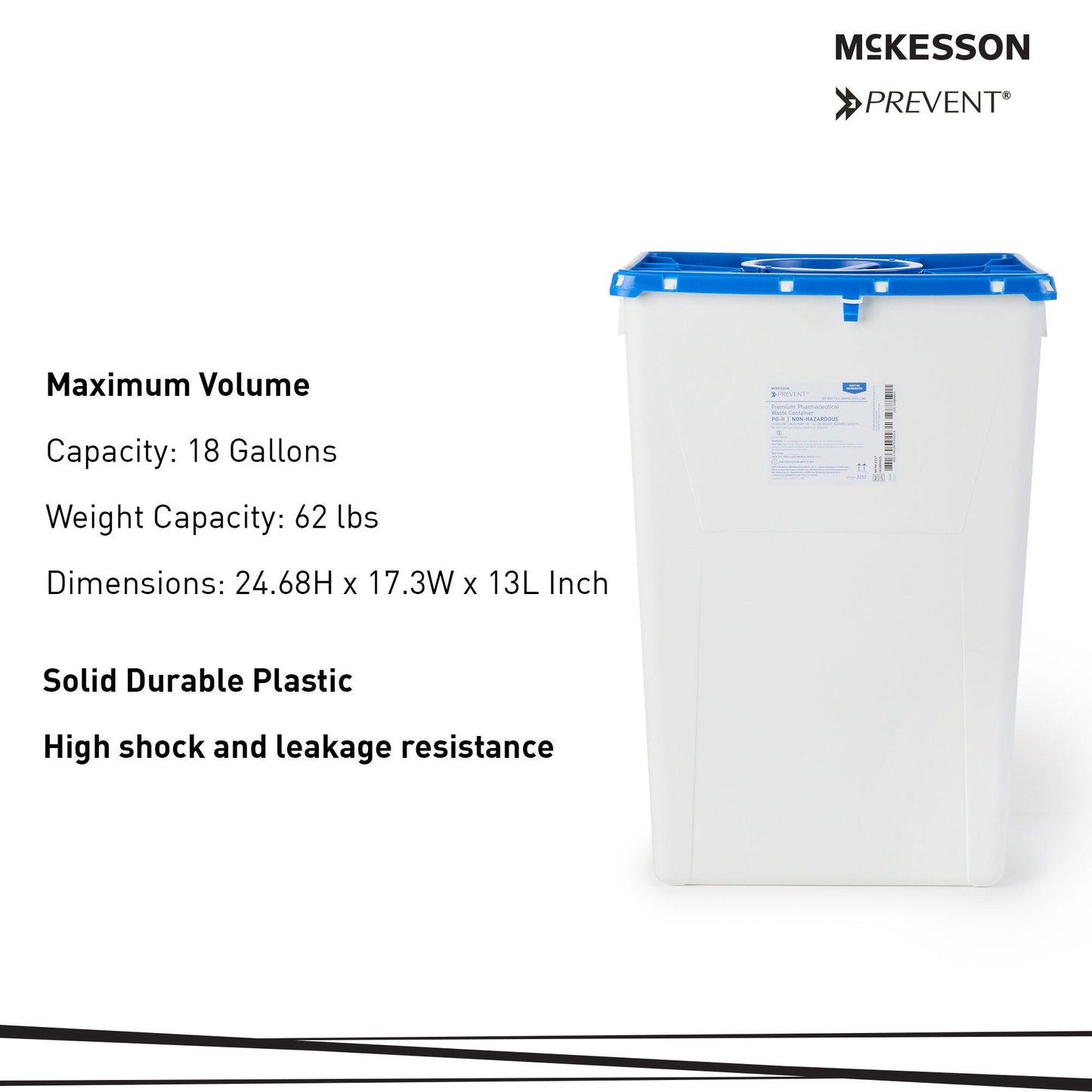 McKesson Prevent® Pharmaceutical Waste Container, Capacity