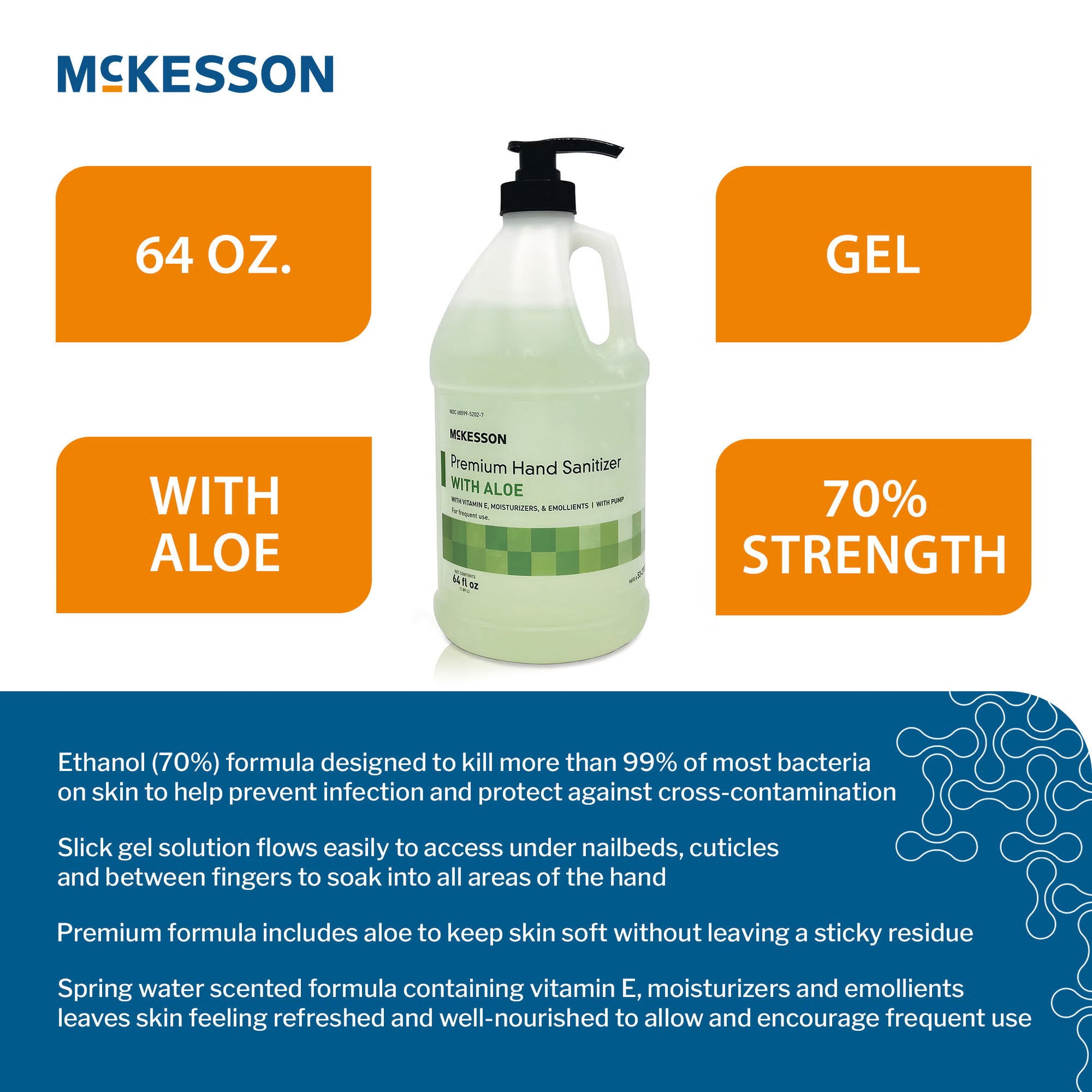 McKesson Premium Hand Sanitizer with Aloe Ethyl Alcohol Gel Pump Bottle