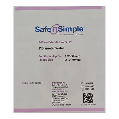 Ostomy Barrier Trim to Fit, Extended Wear Without Tape Flange 2 Piece System Hydrocolloid Up to 2-3/4 Inch Opening