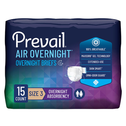 Prevail Air™ Overnight Briefs Overnight Absorbency, Size 3