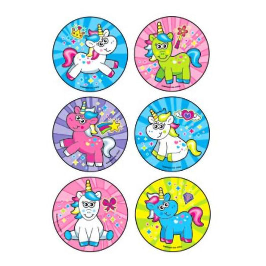 Kids Love Stickers Sticker Cartoon Unicorns 2-1/2 Inch Diameter