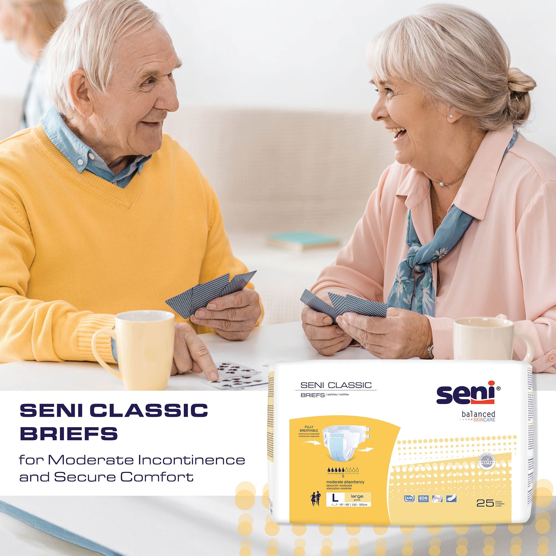 Seni Classic Incontinence Briefs for Men and Women, Moderate Absorbency