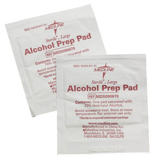 Medline Alcohol Prep Pad 70% Strength Isopropyl Alcohol Individual Packet Medium