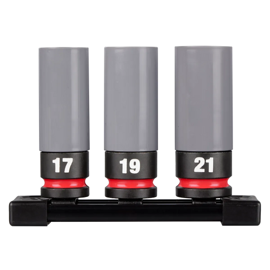 Milwaukee SHOCKWAVE Impact Duty 1/2 Drive Metric 3PC Lug Nut Wheel Socket Set 49-66-7830 | 1/2 in Drive, 3-Piece