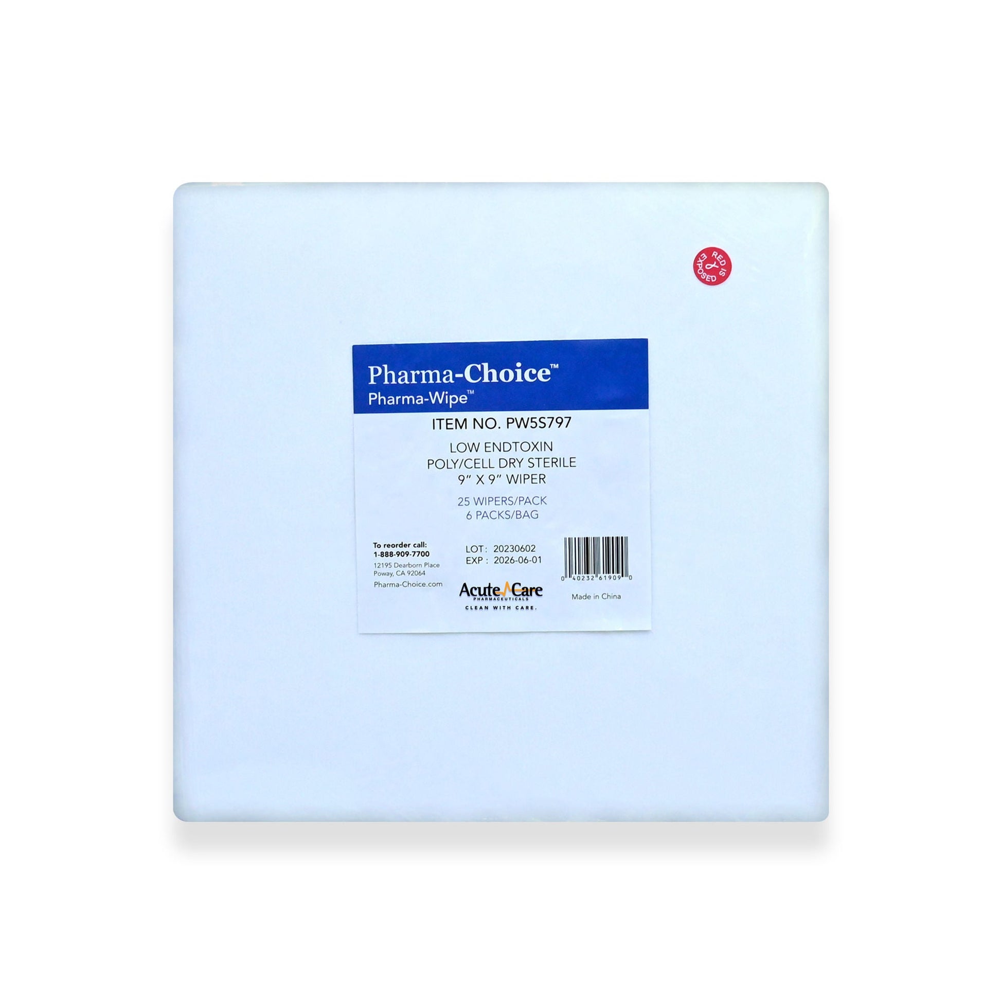 Pharma-Wipe Cleanroom Wipe 25 Count Bag Sterile Disposable