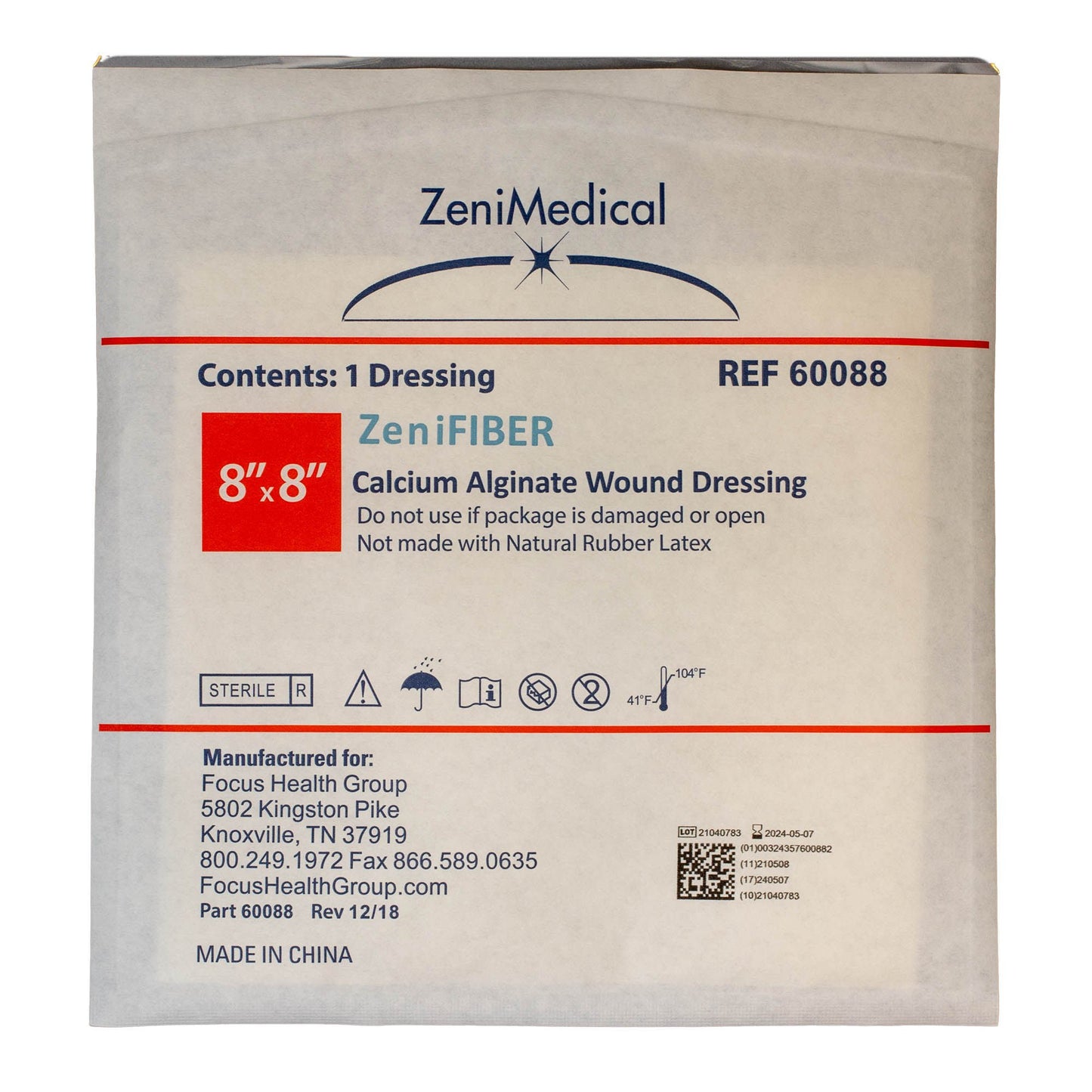 ZeniFIBER Alginate Dressing Calcium Alginate Square