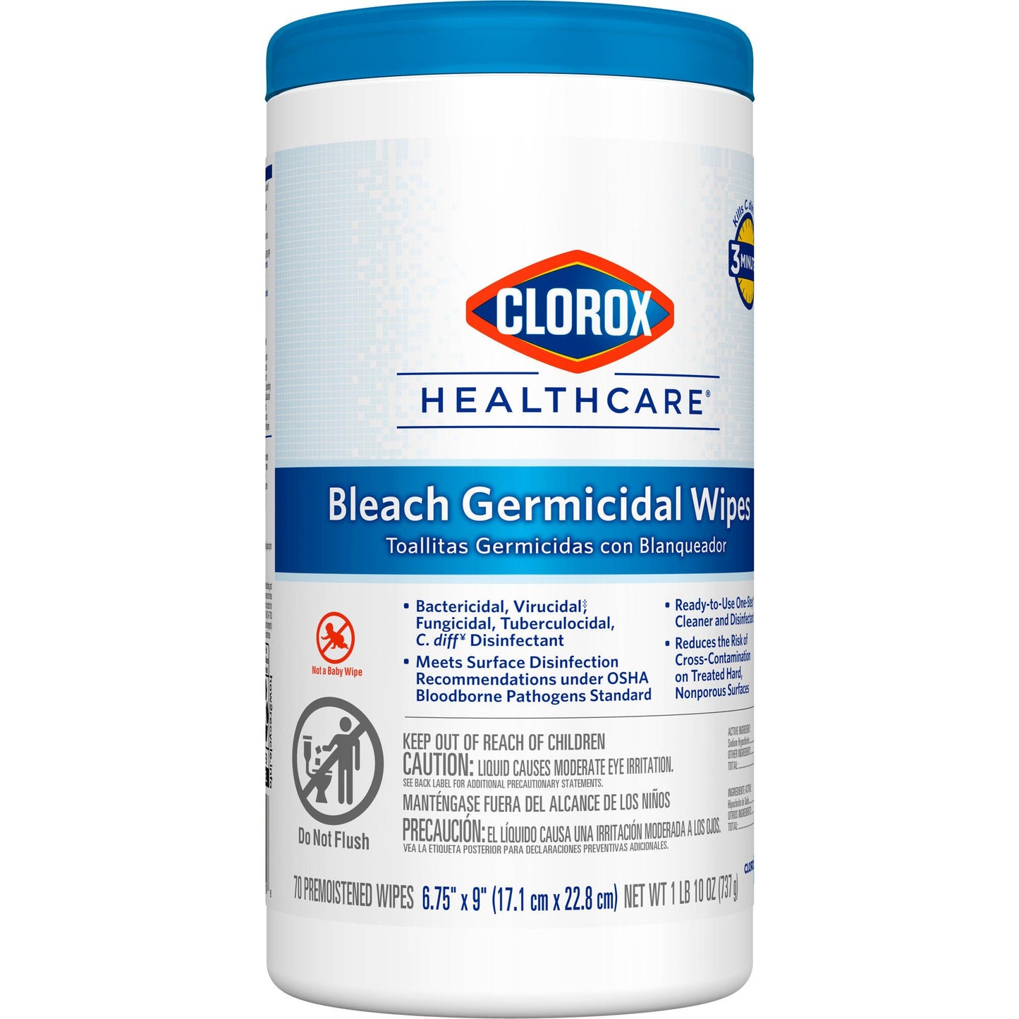 Clorox Healthcare® Bleach Germicidal Wipes, Canister, .