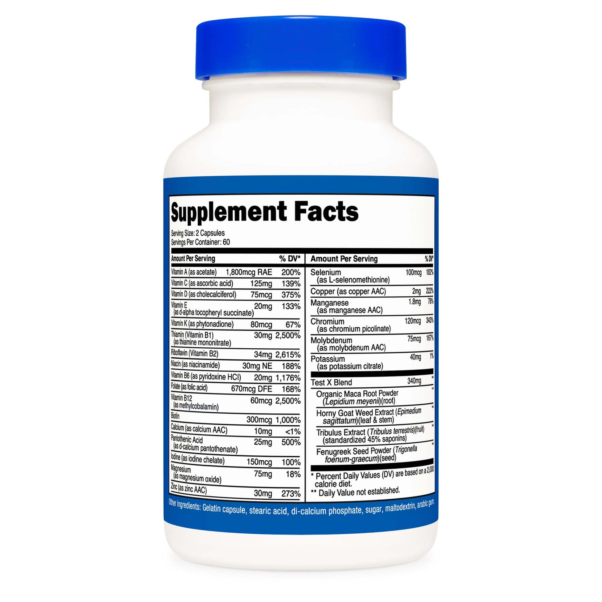 nutricost Multivitamin For Men Dietary Supplement Vitamin A / C / D / E / K 1,800 mcg - 125 mg - 75 mcg - 20 mg - 80 mcg Strength Capsule