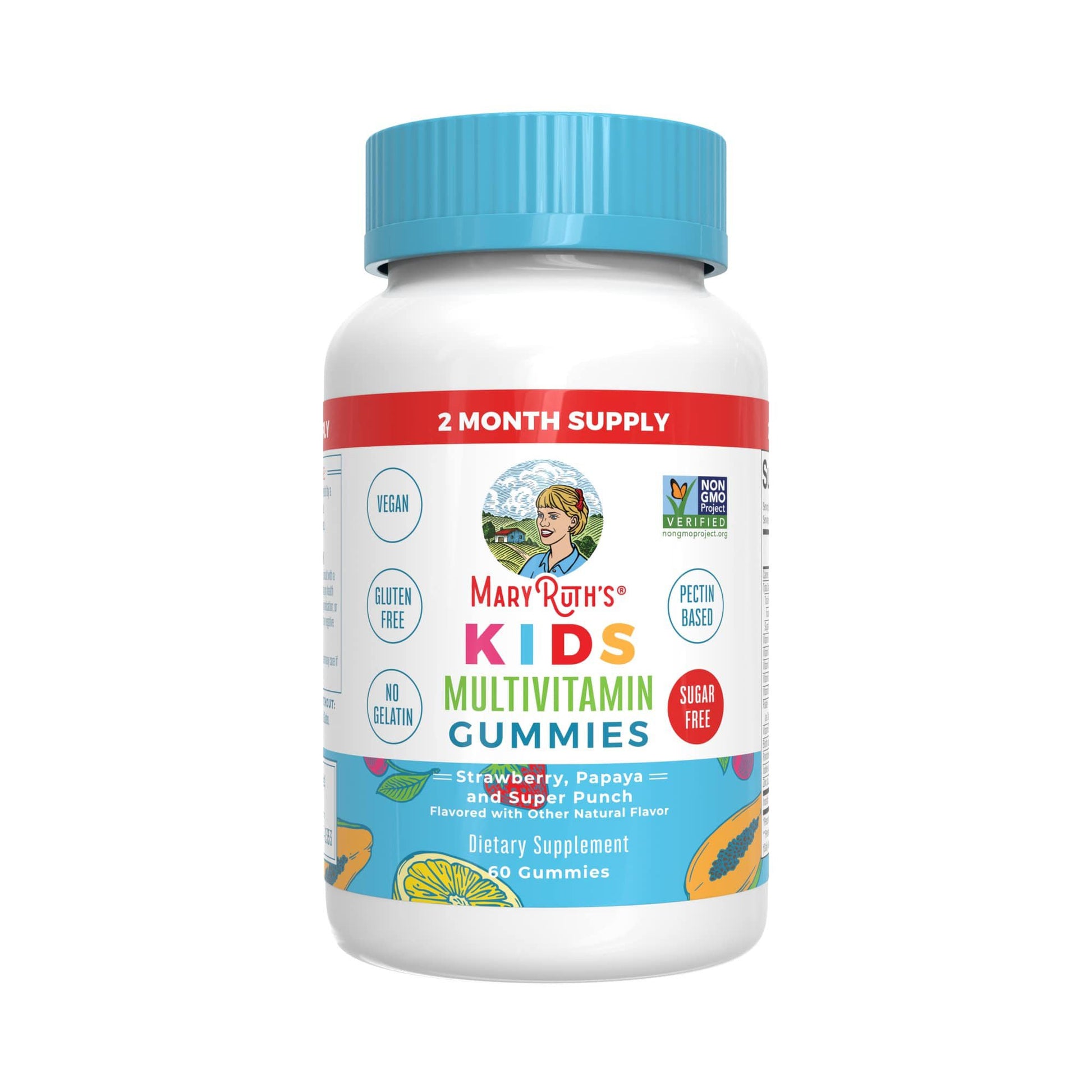 Mary Ruth's Kids Multivitamin Dietary Supplement Vitamin A / C / D / E 390 mcg - 10 mg - 3 mcg - 4 mg Strength Gummie Fruit Flavor