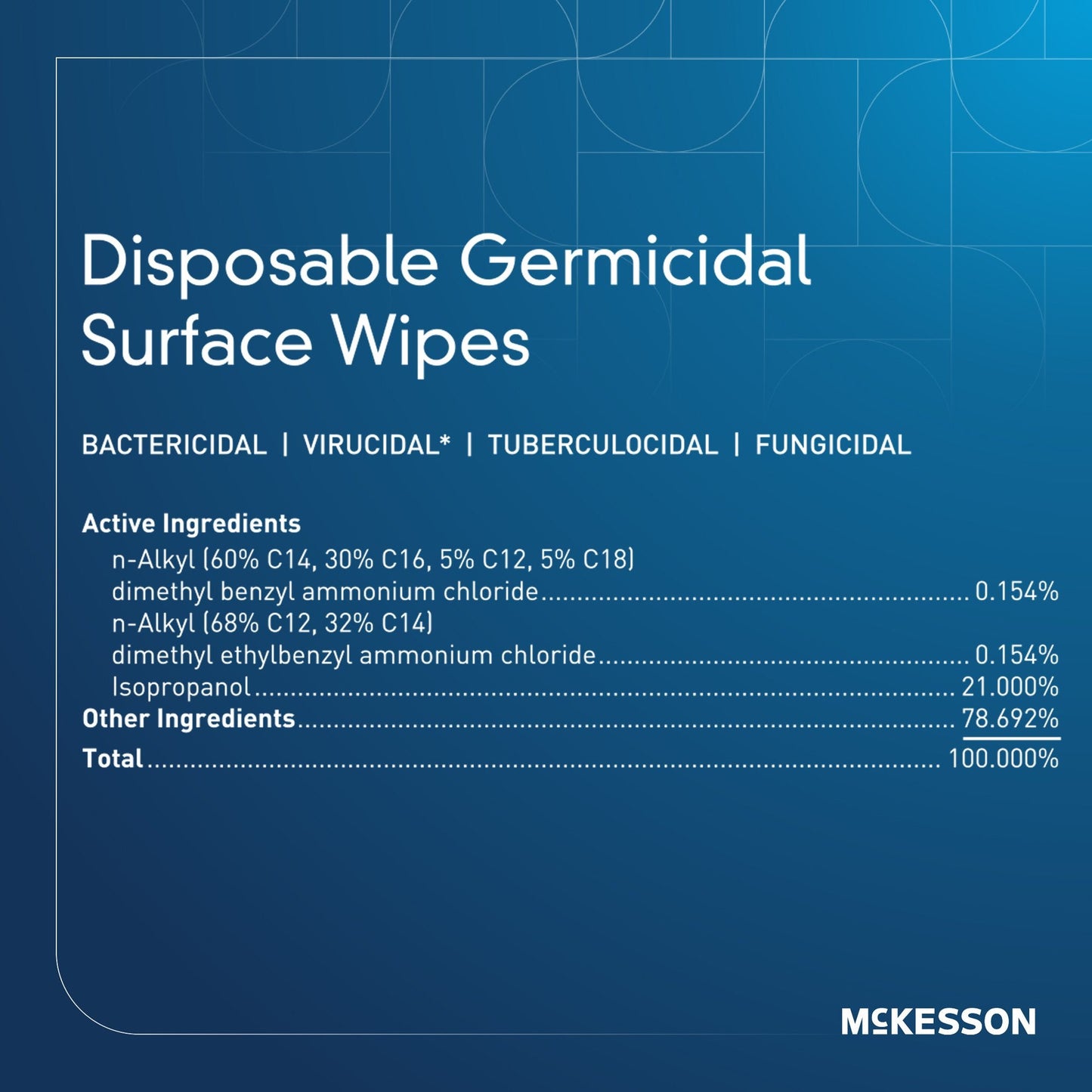 McKesson Premoistened Germicidal Wipe Surface Disinfectant Cleaner