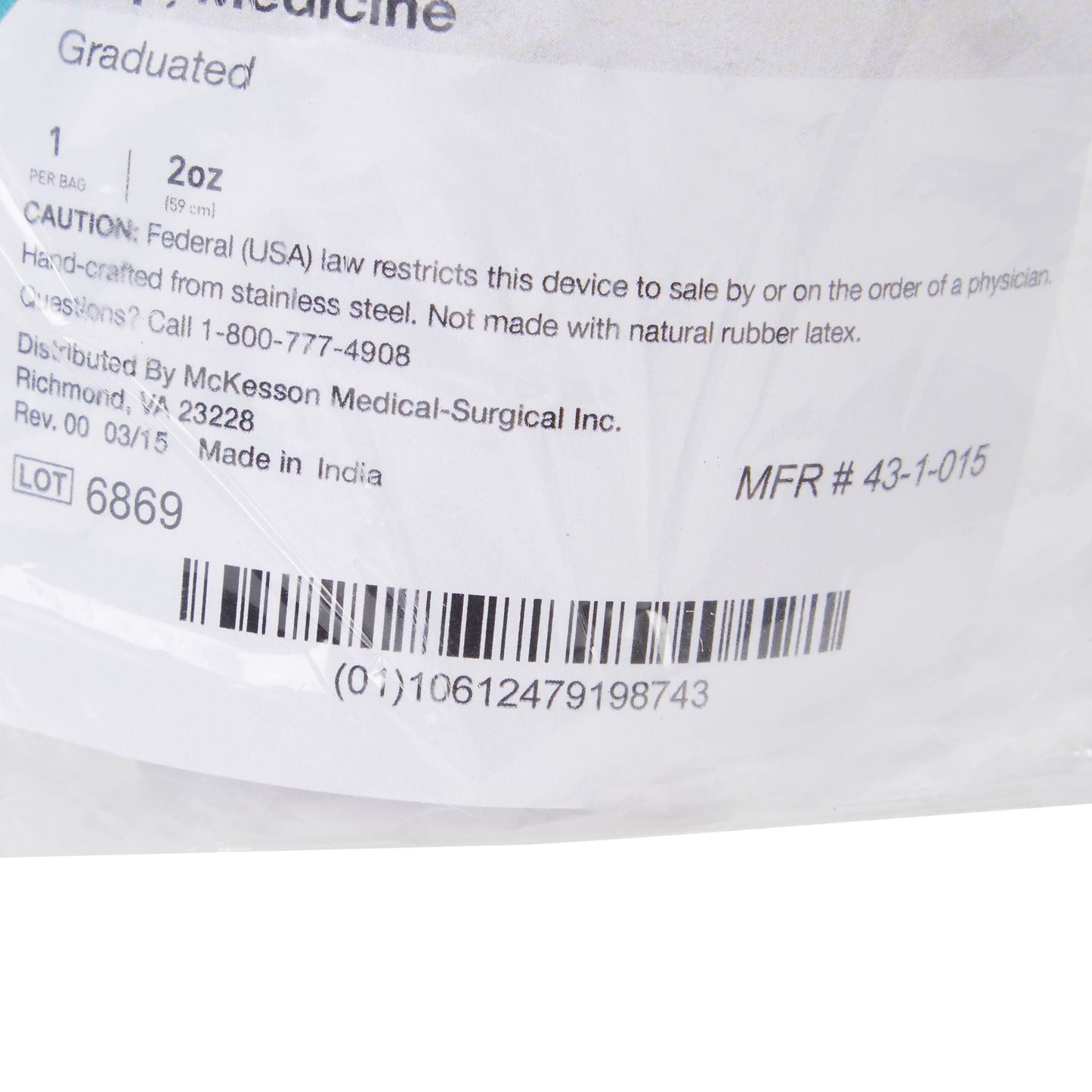 McKesson Argent™ Stainless Steel Graduated Medicine Cup, capacity