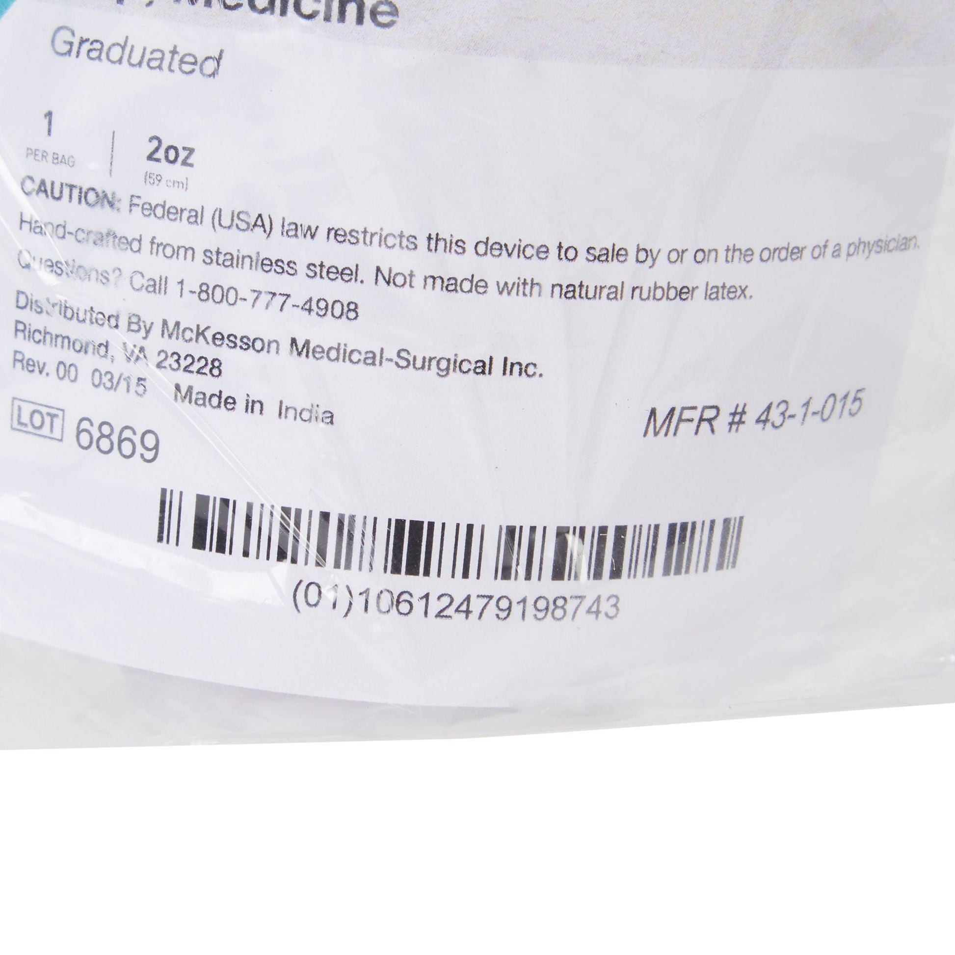 McKesson Argent™ Stainless Steel Graduated Medicine Cup, capacity