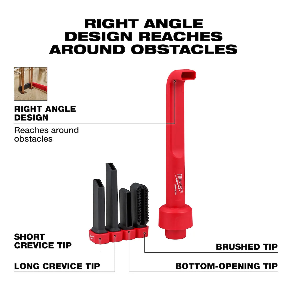 Milwaukee AIR-TIP 4-in-1 Right Angle Cleaning Tool 49-90-2026 | 6-Piece
