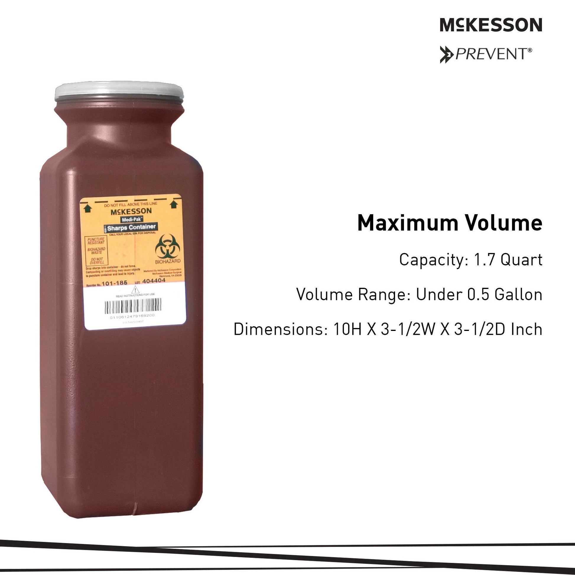 McKesson Prevent® Multi-purpose Sharps Container, 1.7 Quart