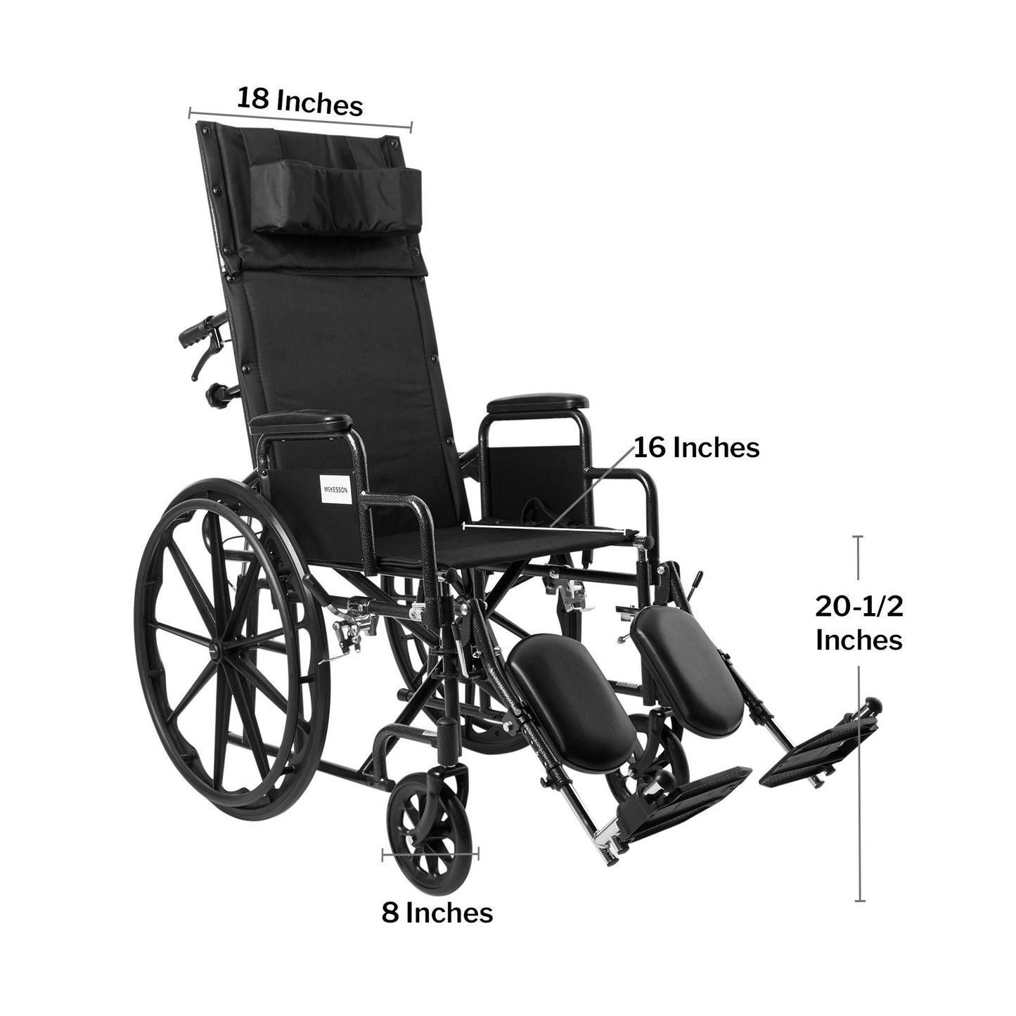 McKesson Reclining Wheelchair, 18-Inch Seat Width