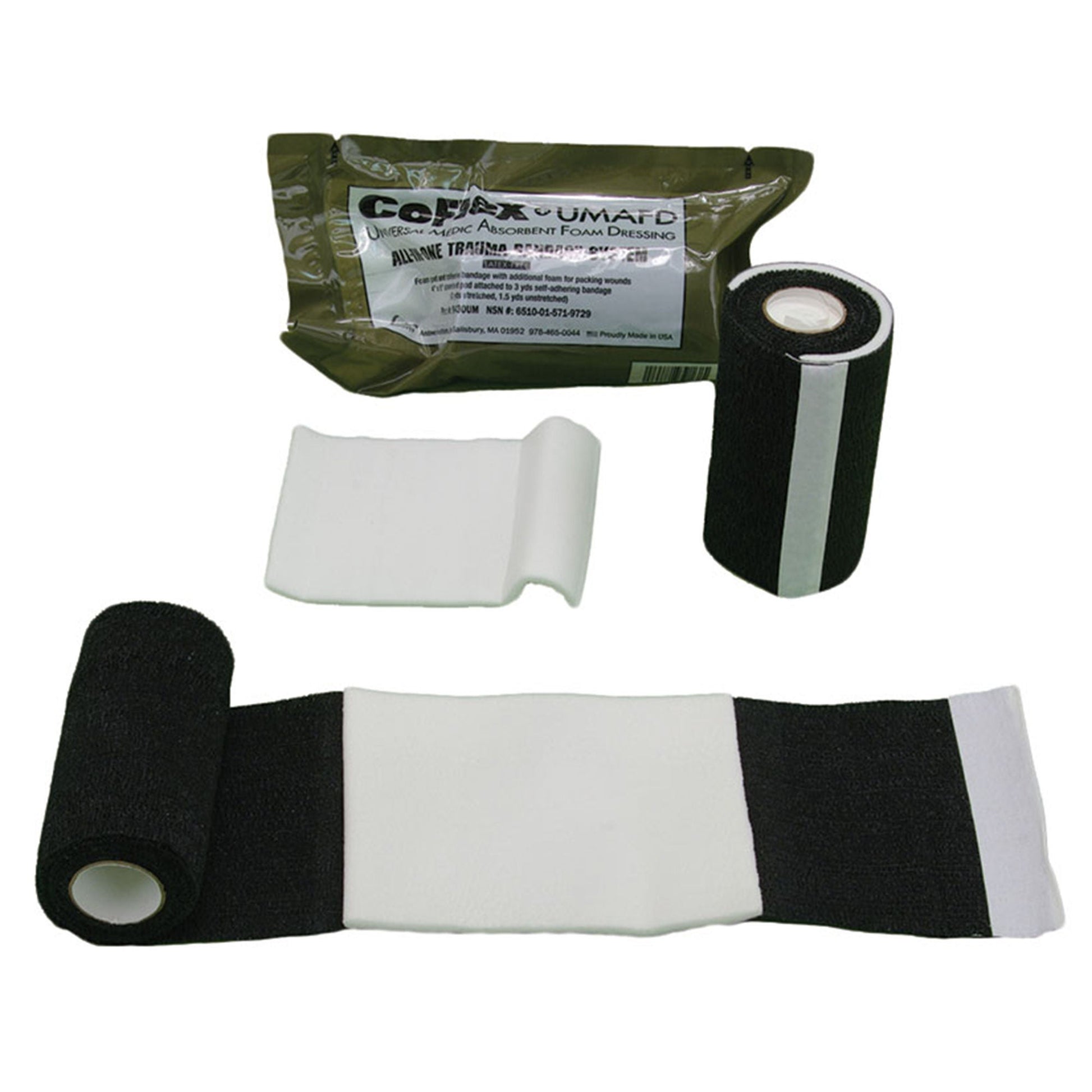 CoFlex UMAFD Trauma Pressure Dressing with Wrap Self-adherent Closure Black NonSterile Standard Compression