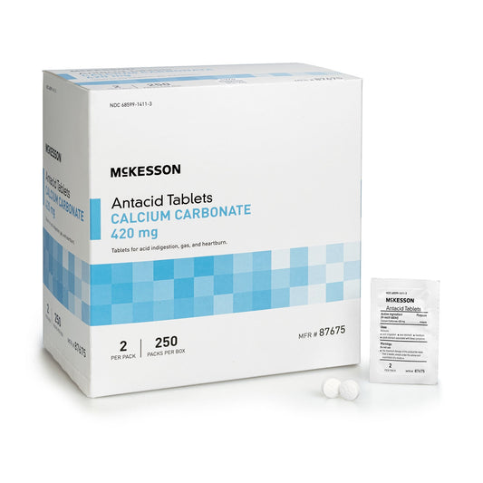 McKesson Calcium Carbonate Antacid Tablets, Mint Flavor