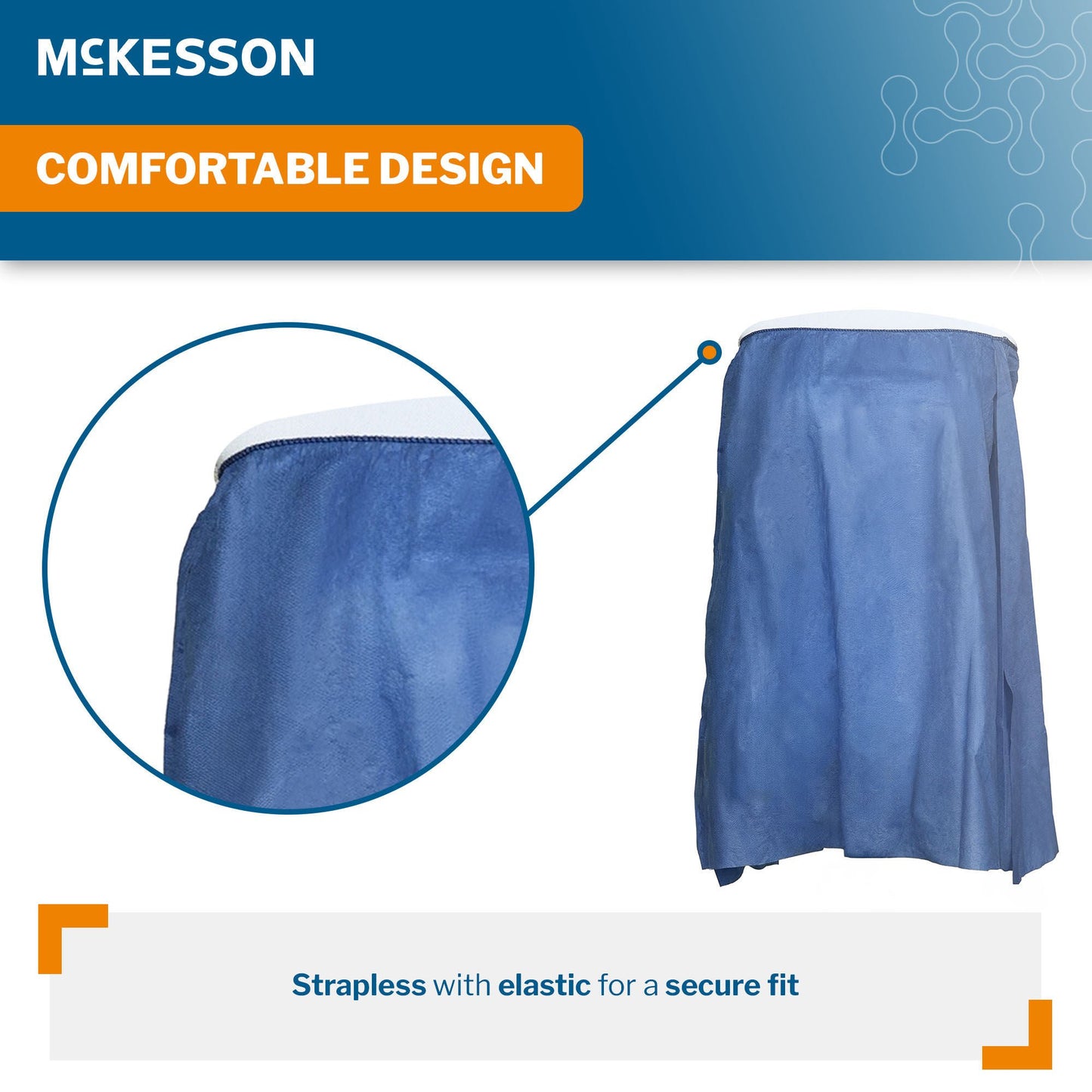 McKesson Strapless Exam Gown, One Size Fits Most, Blue