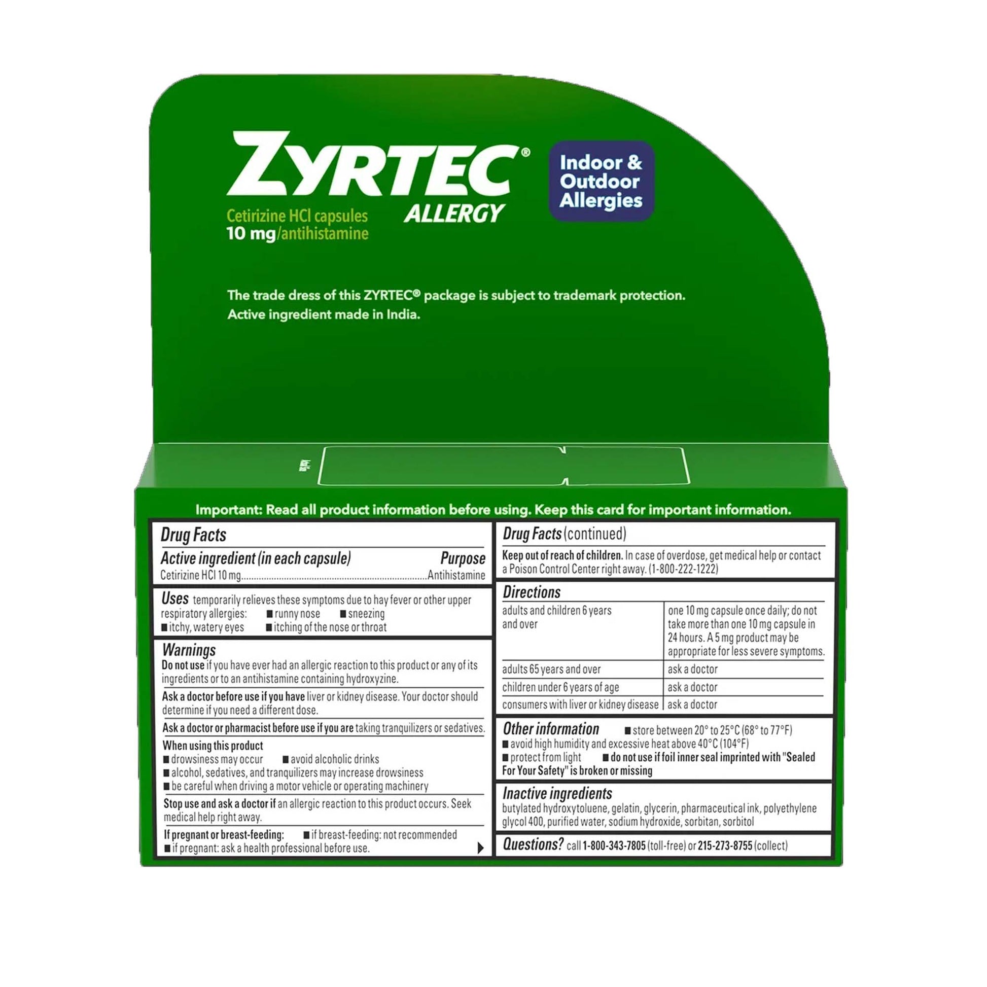 Zyrtec Allergy Relief 10 mg Strength Liqui-Gel