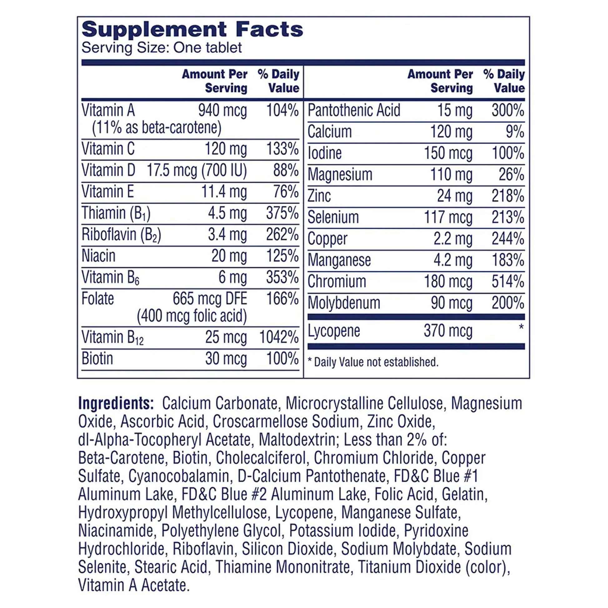 One A Day Men's 50+ Complete Multivitamin Tablets