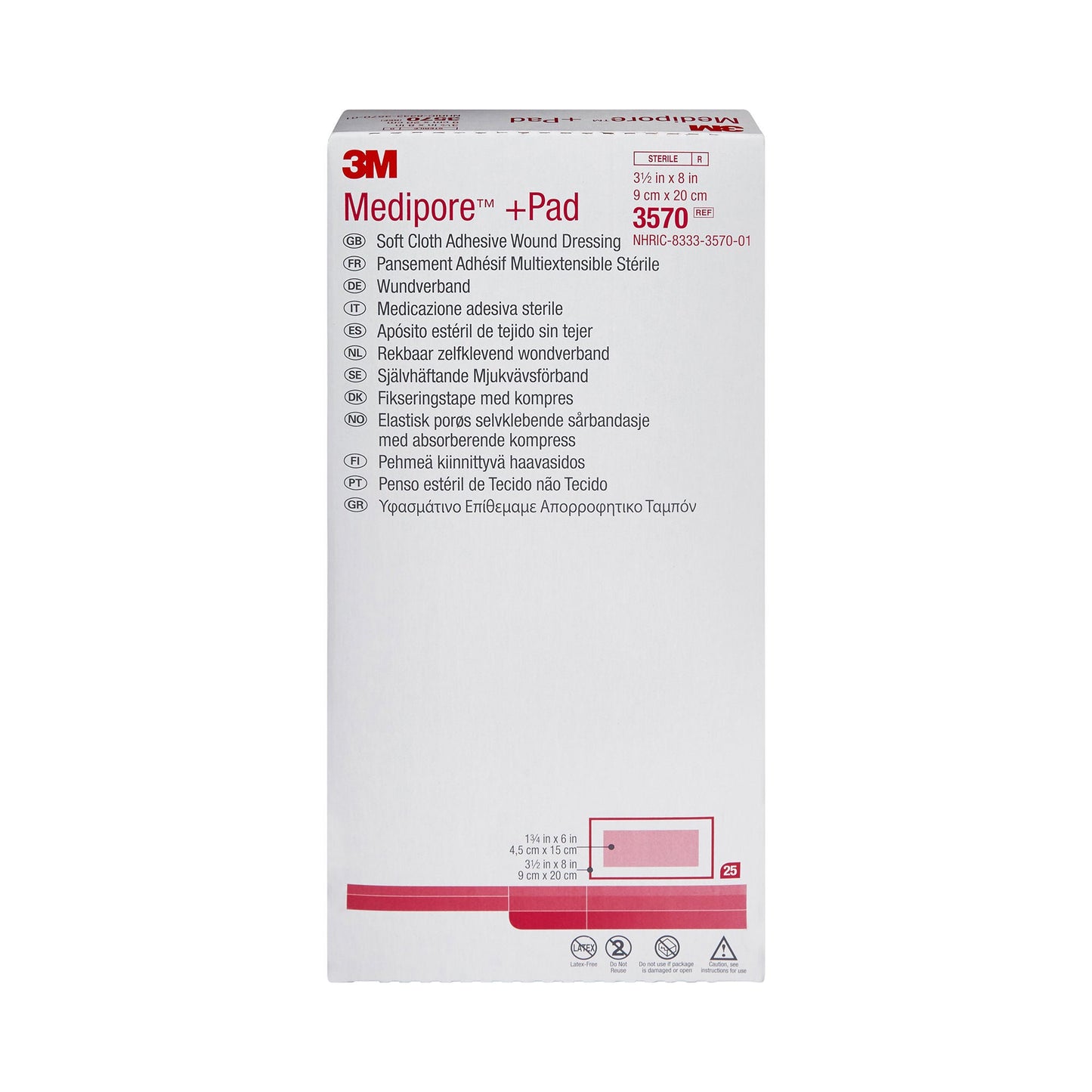 3M™ Medipore™ + Pad Soft Cloth Adhesive Dressing